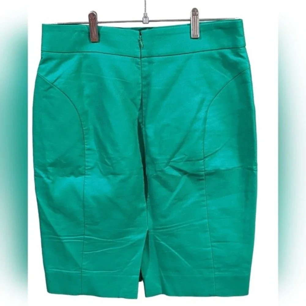 J. Crew Factory Double Serge Cotton "The Pencil Skirt" Size 4 Kelly Green - Picture 2 of 4